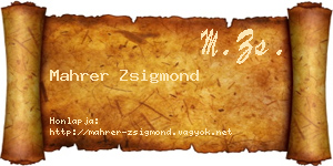 Mahrer Zsigmond névjegykártya